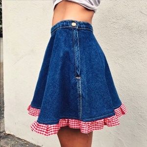 American Apparel Denim + Gingham Circle Skirt